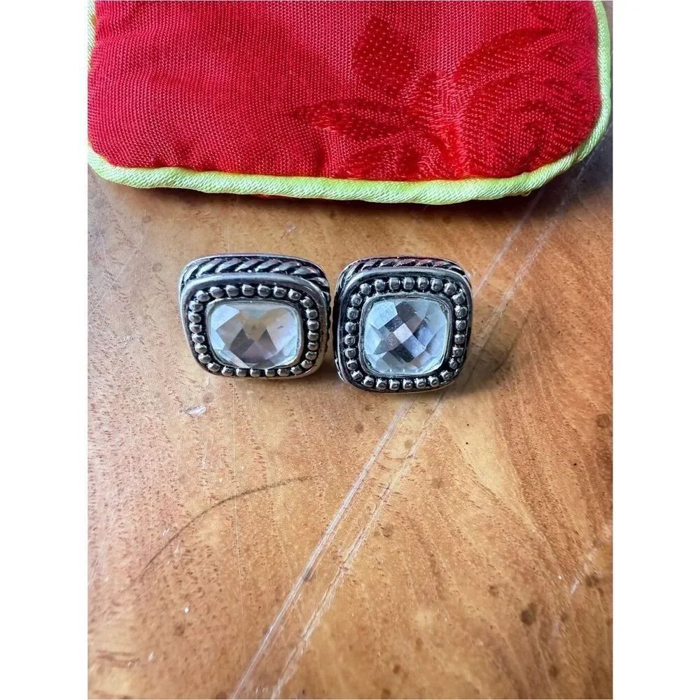 Silver Crystal Square Earring Backs - Picture 10 of 12
